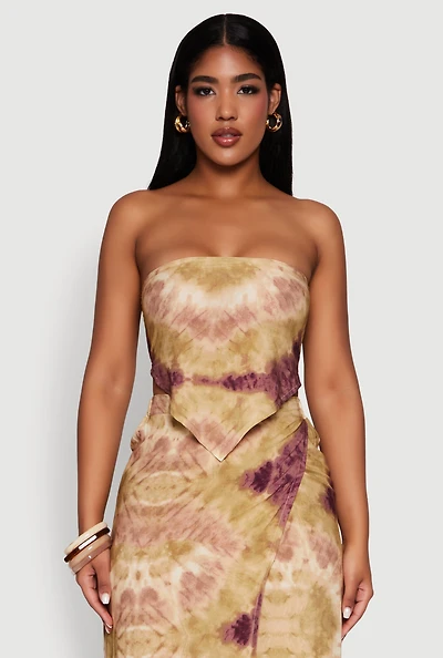 Patterned Hanky Hem Tube Top