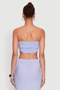 Womens Patterned Hanky Hem Tube Top, Blue, Size XL