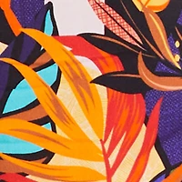 Abstract Floral Leaf Print Tie Front Crop Top