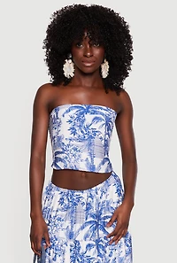 Tropical Toile de Jouy Tube Top