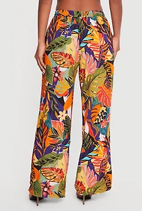 Abstract Floral Leaf Print Pants