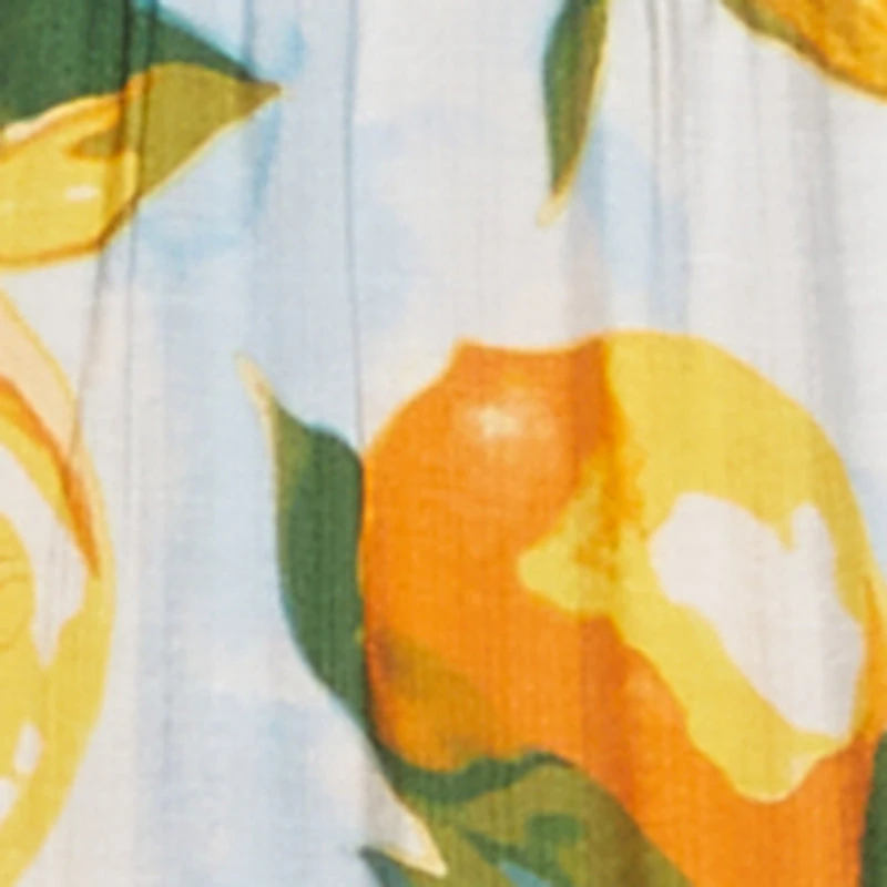 Lemon Print Tiered Maxi Skirt