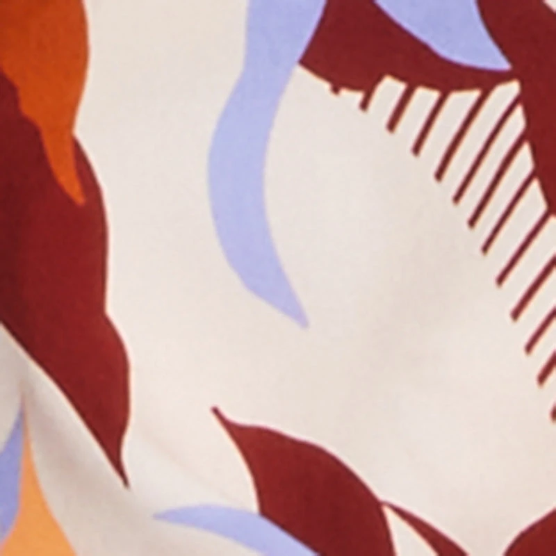 Leaf Print Drawstring High Waisted Pull On Pants