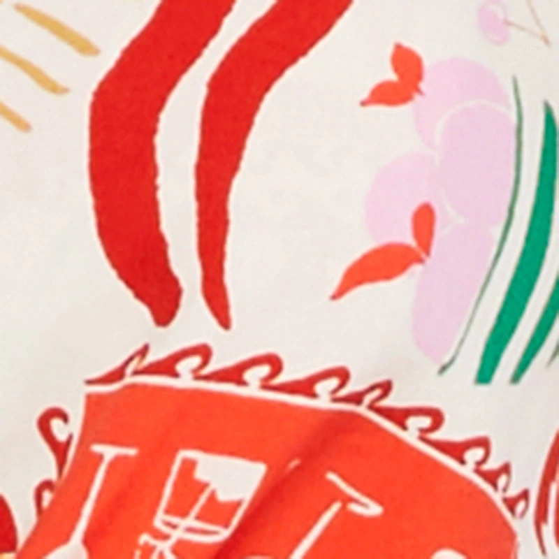 High Waisted Tropical Pattern Drawstring Waist Pants