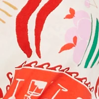 High Waisted Tropical Pattern Drawstring Waist Pants