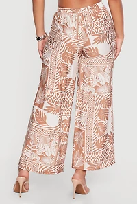 Patterned Gauze Knit Pull On Wide Leg Pants