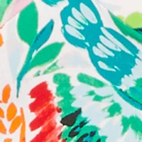 Tropical Floral Fruit Print Wide Leg Pants