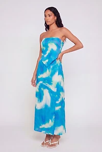 High Waisted Tie Dye Wrap Maxi Skirt