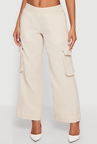 Gauze Knit Wide Leg Cargo Pants