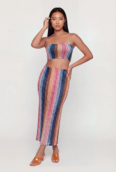 Patterned Slit Back Maxi Skirt