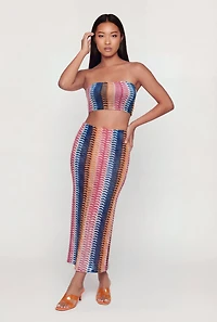 Patterned Slit Back Maxi Skirt