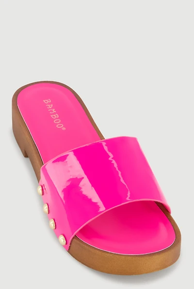 Studded Metallic Trim Open Toe Sandals