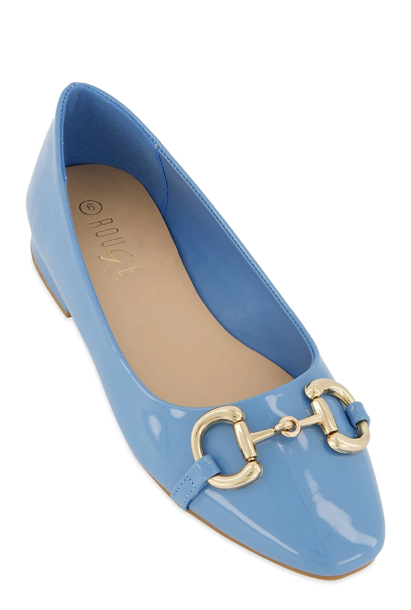 Womens Horsebit Buckle Ballet Flats,