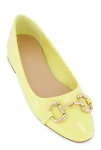 Womens Horsebit Buckle Ballet Flats, Yellow, Size 7.5