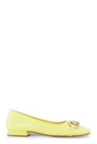 Womens Horsebit Buckle Ballet Flats, Yellow, Size 7.5