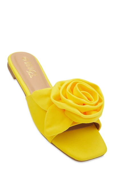 Rose Band Square Toe Slide Sandals