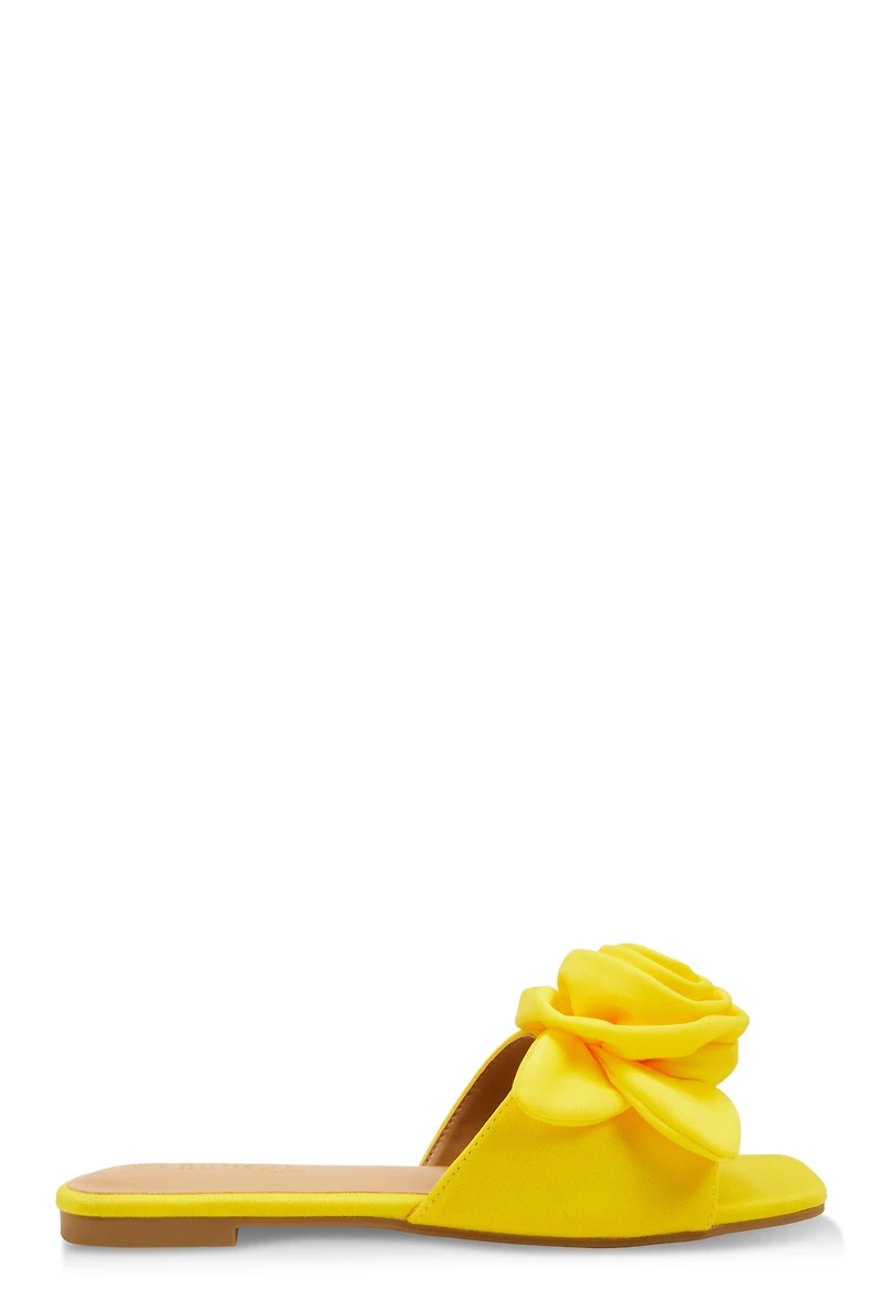 Rose Band Square Toe Slide Sandals