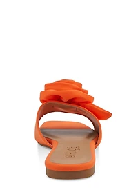 Womens Rose Band Square Toe Slide Sandals, Orange, Size 6