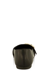 Metallic Buckle Pointed Toe Flats