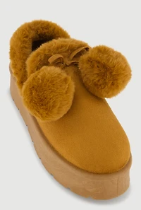 Faux Fur Pom Platform Clogs
