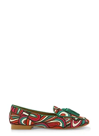 Womens Patterned Tassel Loafers, Multi, Size 6