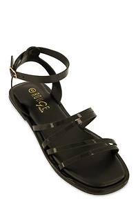 Womens Asymmetrical Strappy Flat Sandals,