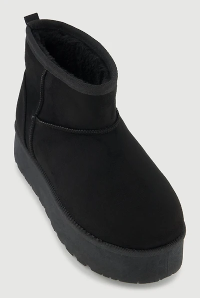 Womens Faux Suede Low Platform Booties,