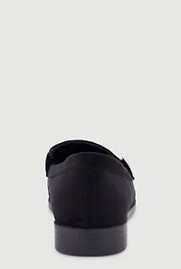 Metallic Horsebit Faux Suede Square Toe Loafers