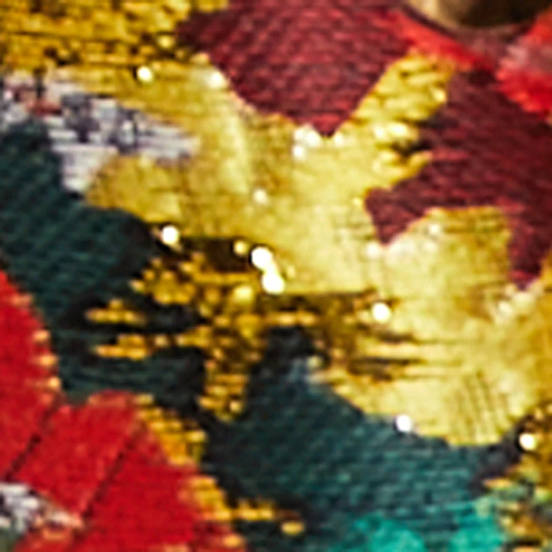 Jacquard Block Heel Platform Sandals with Gemstones