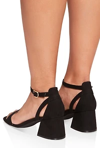 Womens Open Toe Ankle Strap Block Heel Sandals, Black, Size 11