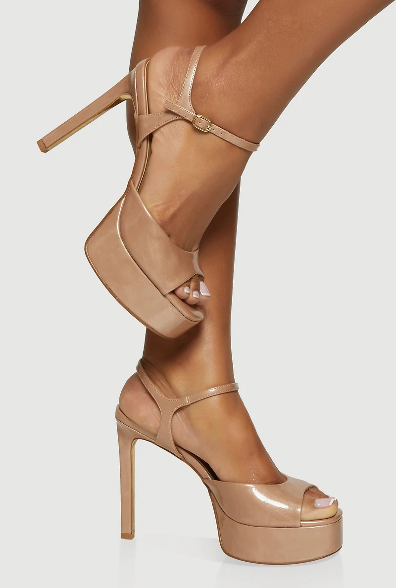 Open Toe Ankle Strap Platform Stiletto Sandals