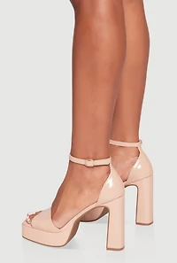 Faux Leather Open Toe Ankle Strap High Heels
