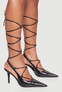 Strappy Lace Up Pointed Toe Stiletto Heels