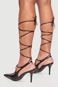 Strappy Lace Up Pointed Toe Stiletto Heels