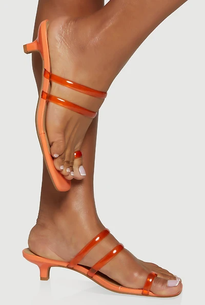 Double Strap Toe Loop Kitten Heel Sandals