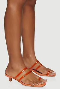 Double Strap Toe Loop Kitten Heel Sandals