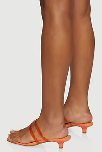 Double Strap Toe Loop Kitten Heel Sandals