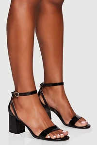 Womens Block Heel Open Toe Sandals with Buckles,