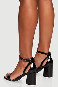 Womens Block Heel Open Toe Sandals with Buckles,