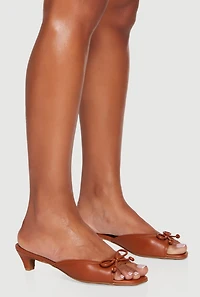 Bow Detail Open Toe Kitten Heel Sandals