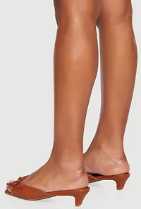 Bow Detail Open Toe Kitten Heel Sandals