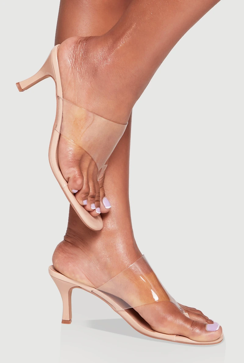 Spool Heel Thong Slide Sandals