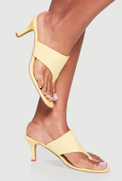 Womens Spool Heel Thong Slide Sandals, Yellow, Size 8