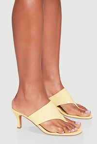 Womens Spool Heel Thong Slide Sandals, Yellow, Size 8