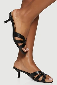 Woven Band Open Toe Mid Heel Sandals