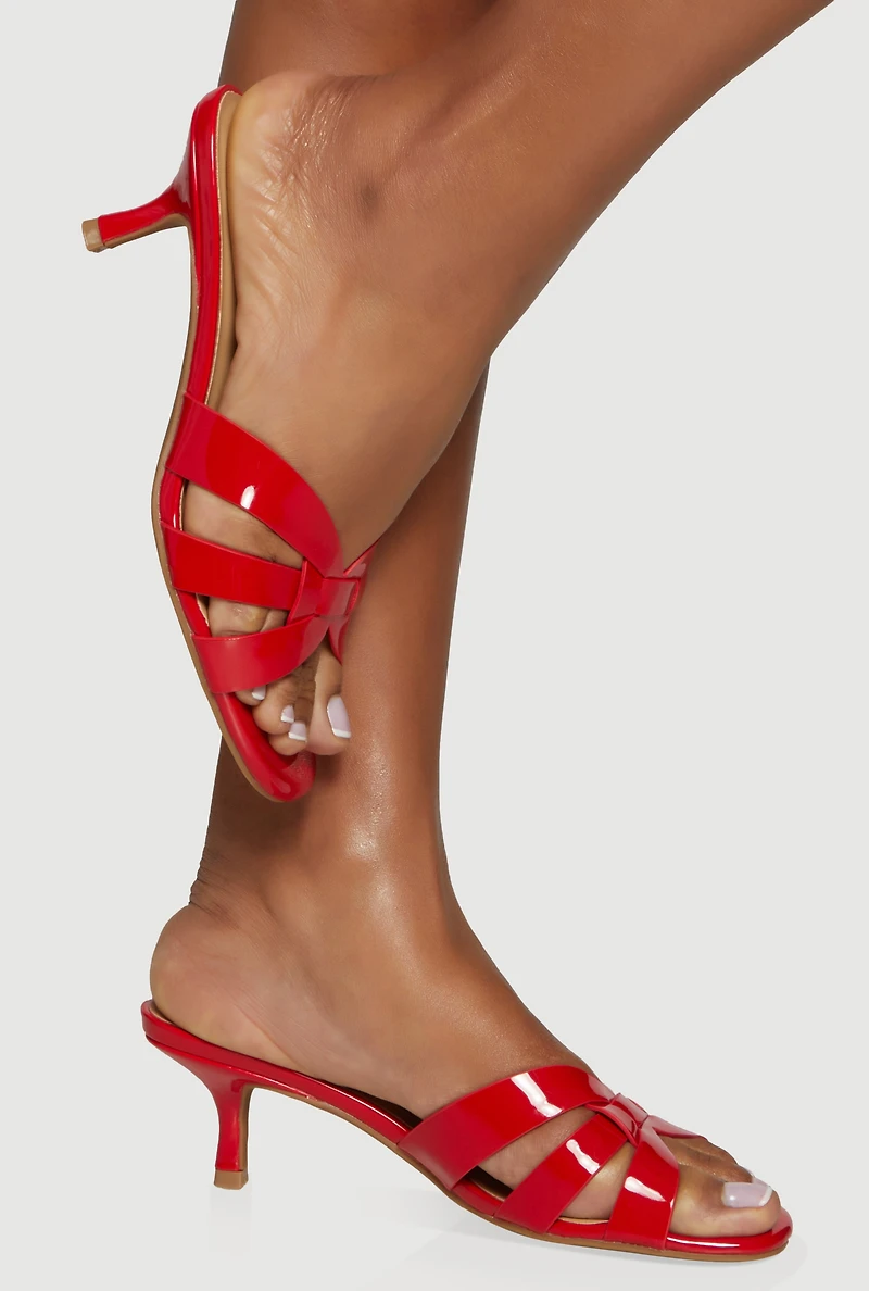 Woven Band Open Toe Mid Heel Sandals