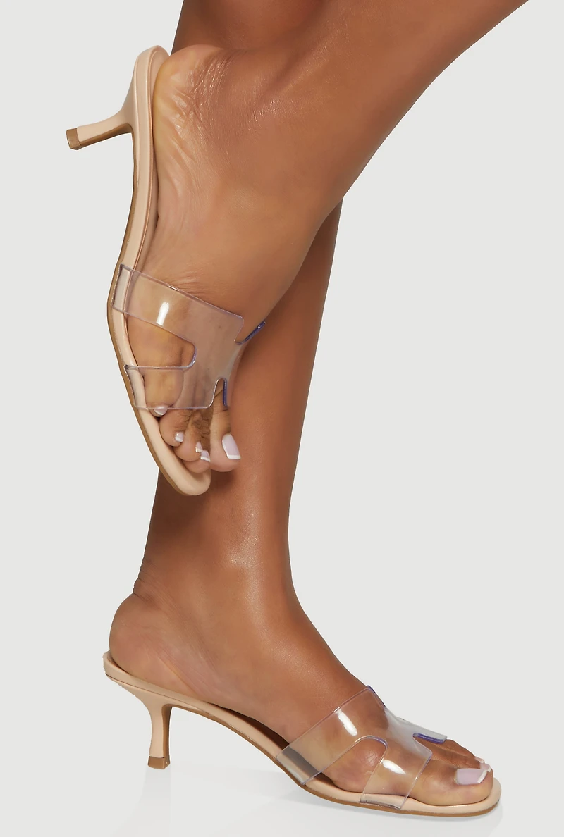 H Band Open Toe Mid Heel Sandals