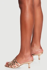 Cutout Band Kitten Heel Slide Sandals