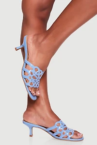 Cutout Band Kitten Heel Slide Sandals