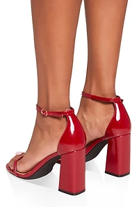 Womens Buckle Strap Block Heel Sandals, Red, Size 6